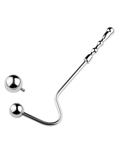 Crochet anal en métal avec poignée Double Ball 10cm