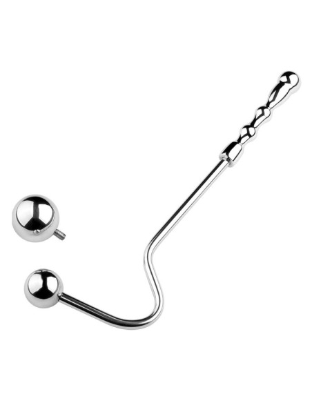 Crochet anal en métal avec poignée Double Ball 10cm Crochet anal en métal avec poignée Double Ball 10cm