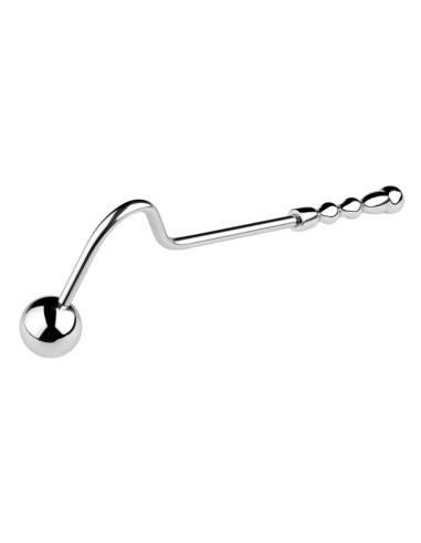 Crochet anal en métal avec poignée Double Ball 10cm