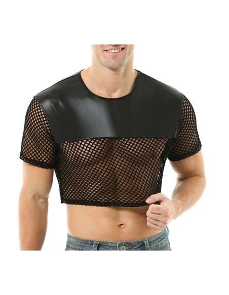 Crop Top Net N fetish Noir