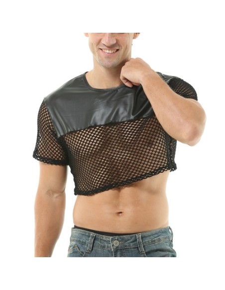 Crop Top Net N fetish Noir - T-shirt Sexy - 3