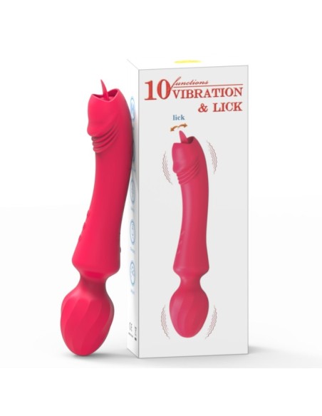 Wand avec langue Magic Head 20cm Rouge