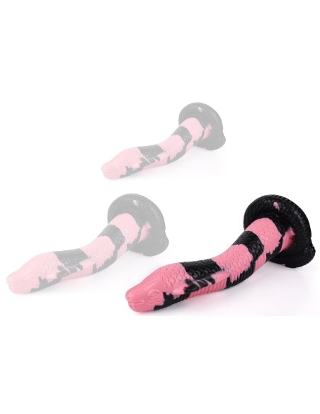 Gode Cobra Snake L 26 x 7cm Noir-Rose