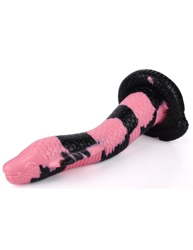 Gode Cobra Snake L 26 x 7cm Noir-Rose