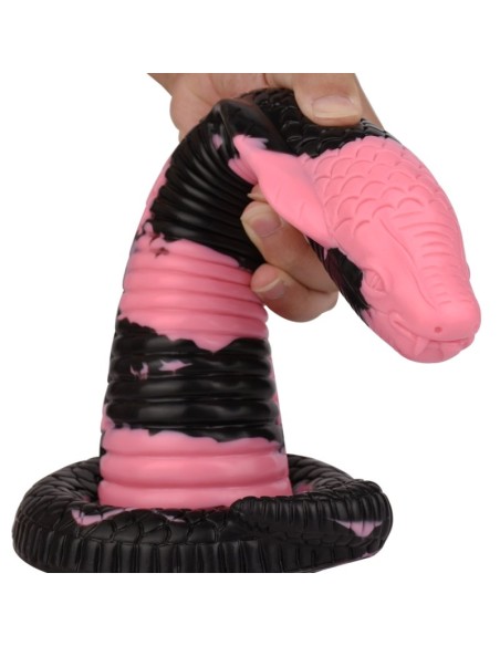 Gode Cobra Snake L 26 x 7cm Noir-Rose