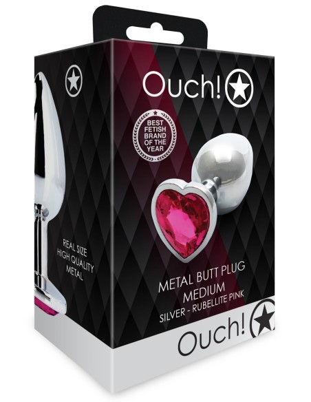 Bijou anal Heart Gem M 7 x 3.3cm Argenté-Rose