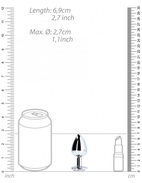 Bijou anal Round Gem S 6 x 2.6cm Argenté-Transparent