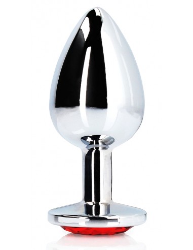 Bijou anal Round Gem S 6 x 2.6cm Argenté-Rouge