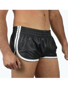 Short Imitation Cuir Sports Line Noir-Blanc
