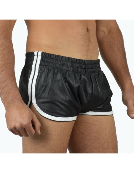Short Imitation Cuir Sports Line Noir-Blanc Short Imitation Cuir Sports Line Noir-Blanc