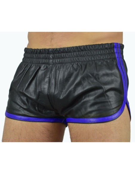 Short Imitation cuir Sports Line Noir-Bleu