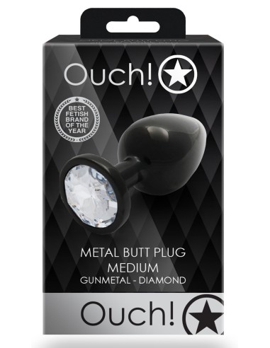 Bijou anal Round Gem M 7 x 3.3 cm Noir-transparent