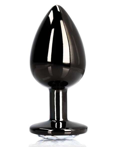 Bijou anal Round Gem M 7 x 3.3 cm Noir-transparent