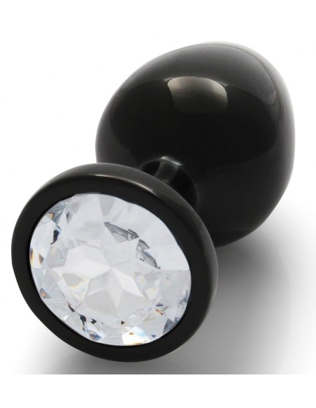 Bijou anal Round Gem M 7 x 3.3 cm Noir-transparent