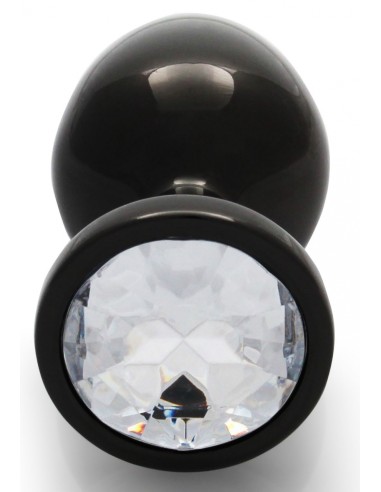 Bijou anal Round Gem M 7 x 3.3 cm Noir-transparent