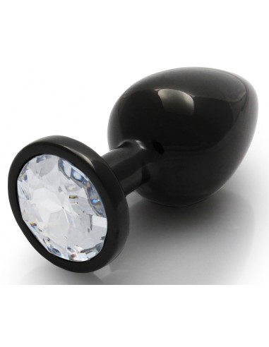 Bijou anal Round Gem M 7 x 3.3 cm Noir-transparent