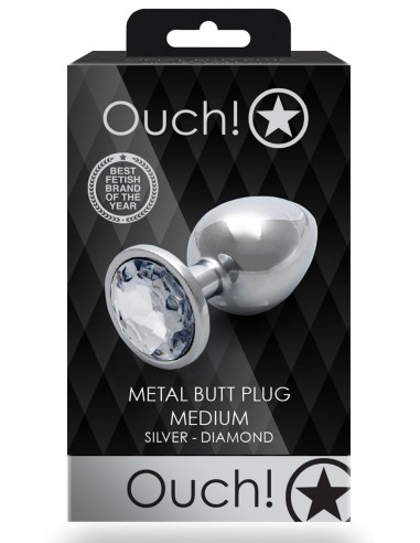 Bijou anal Round Gem M 7 x 3.3 cm Argenté-Transparent