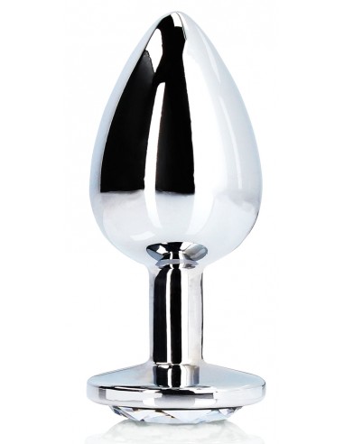 Bijou anal Round Gem M 7 x 3.3 cm Argenté-Transparent