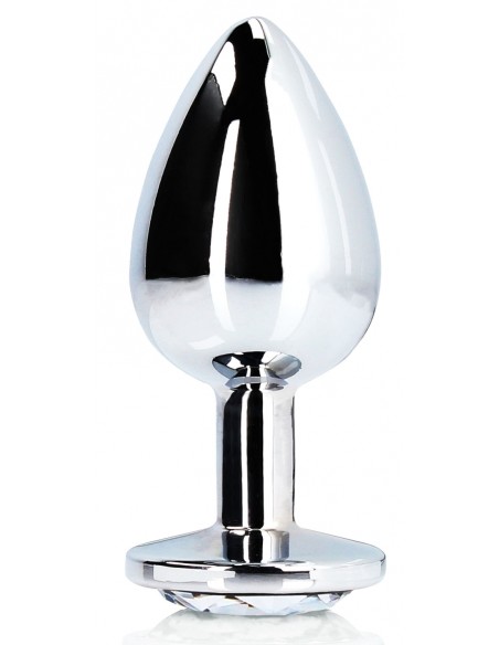 Bijou anal Round Gem M 7 x 3.3 cm Argenté-Transparent