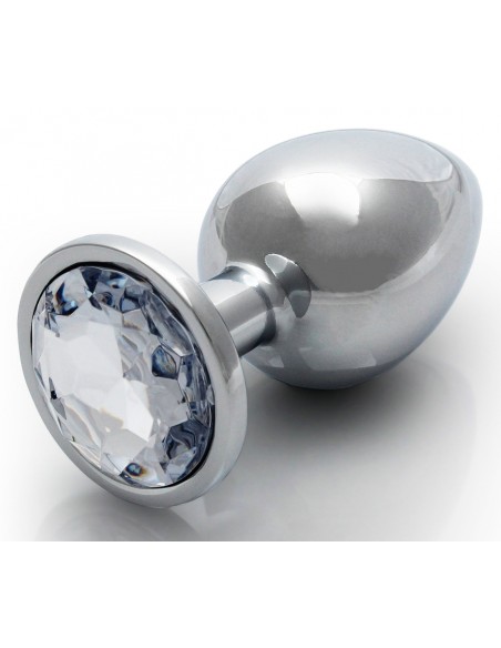Bijou anal Round Gem M 7 x 3.3 cm Argenté-Transparent