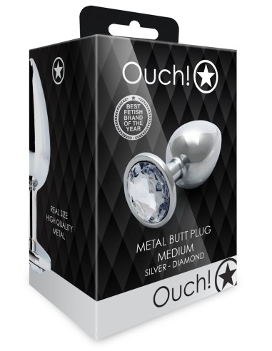 Bijou anal Round Gem M 7 x 3.3 cm Argenté-Transparent