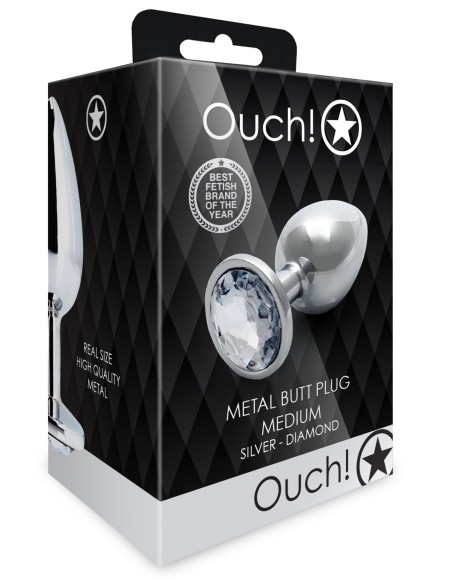 Bijou anal Round Gem M 7 x 3.3 cm Argenté-Transparent