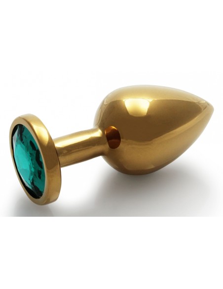 Bijou anal Round Gem M 7 x 3.3cm Doré-Vert