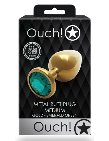 Bijou anal Round Gem M 7 x 3.3cm Doré-Vert