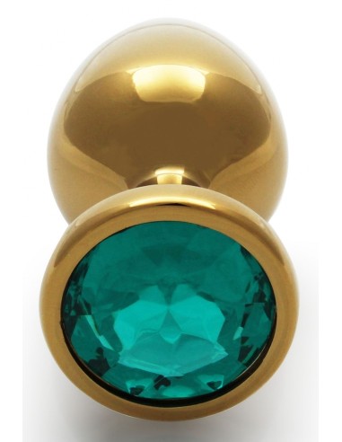 Bijou anal Round Gem M 7 x 3.3cm Doré-Vert