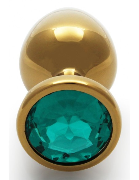 Bijou anal Round Gem M 7 x 3.3cm Doré-Vert