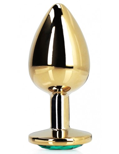 Bijou anal Round Gem M 7 x 3.3cm Doré-Vert