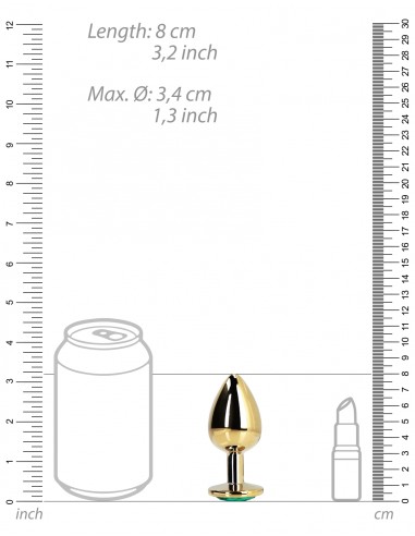 Bijou anal Round Gem M 7 x 3.3cm Doré-Vert