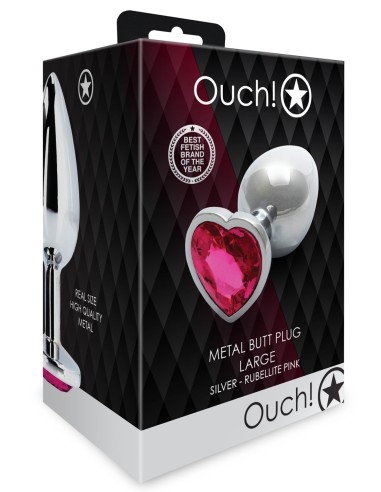 Bijou anal Heart Gem L 8 x 4cm Argenté-Rose