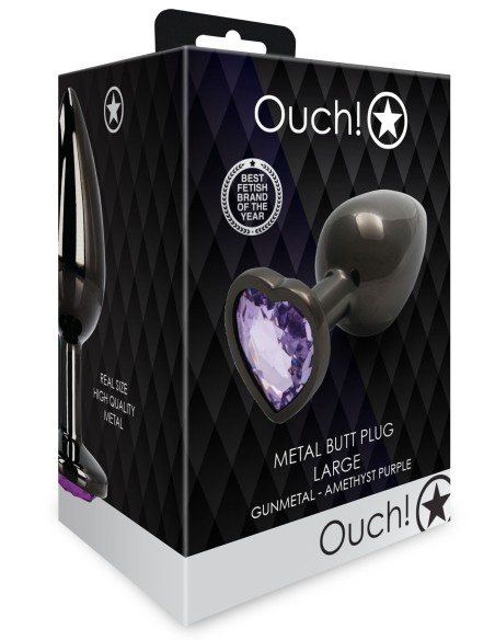 Bijou anal Heart Gem L 8 x 4cm Noir-Violet