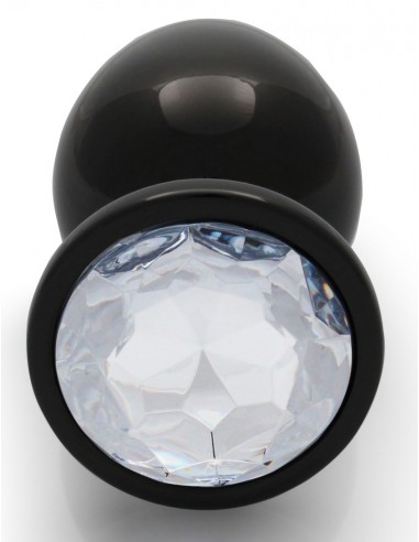 Bijou anal Round Gem L 8 x 4cm Noir-Transparent