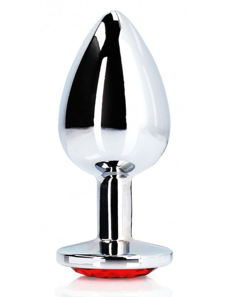 Bijou anal Round Gem L 8 x 4cm Argenté-Rouge