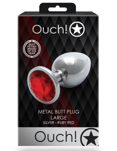 Bijou anal Round Gem L 8 x 4cm Argenté-Rouge