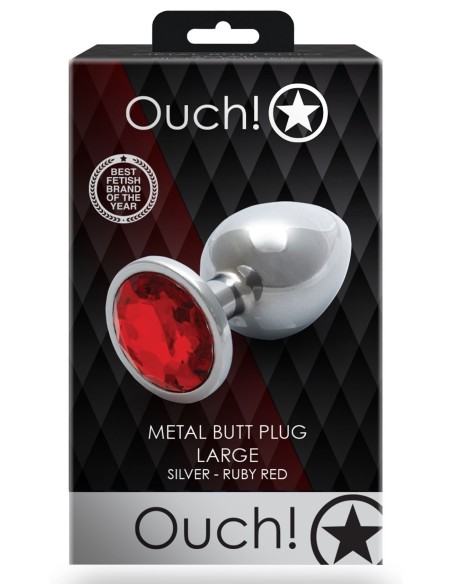 Bijou anal Round Gem L 8 x 4cm Argenté-Rouge