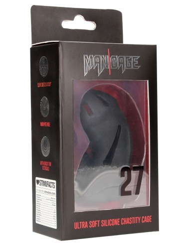 Cage de chasteté ManCage Modèle 27 - 9.6 x 3.5cm Noire - Cages de Chasteté - 2