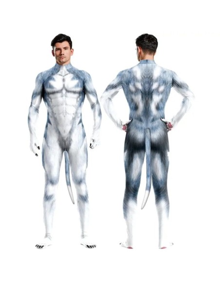 Combinaison Cosplay Chien Husky Bleu-Gris