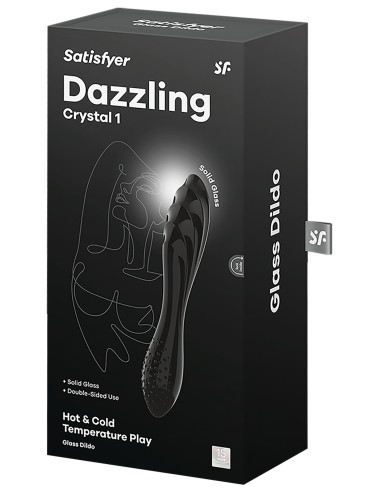 Gode en verre Dazzling Crystal 1 - 18 x 3.6cm Noir