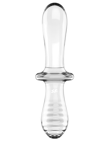 Gode en verre Double Crystal 18.5 x 3.5cm Transparent