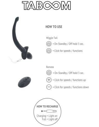 Plug Vibrant Queue de Chien Wiggle Tail 9 x 4cm Noir