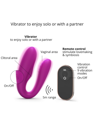 Stimulateur vibrant pour couple MATCH UP Love to Love Fuchsia