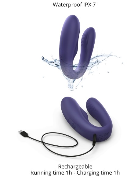 Stimulateur vibrant pour couple Match Up Love to Love Indigo