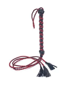 Fouet Triple Lanières 50cm Noir-Rouge