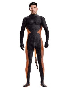 Combinaison Cosplay Panda Roux Raccoon Noir-Orange