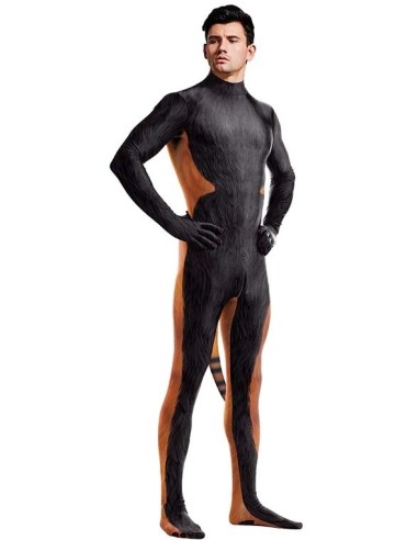 Combinaison Cosplay Panda Roux Raccoon Noir-Orange