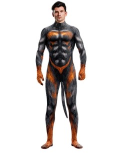 Combinaison Cosplay Loup sexy Wolf Man Noir-Feu