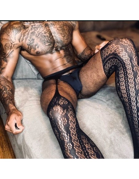 Bas effet porte-jarretelles Erotic Panty Noirs